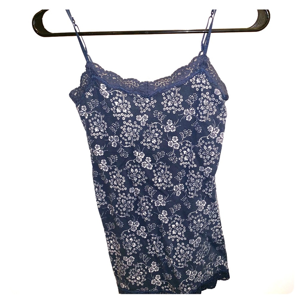 blue and white cami
